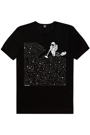 Bisikletli Astronot, Süpürgeli Astronot Erkek 2'li Eko Paket T-shirt - Thumbnail