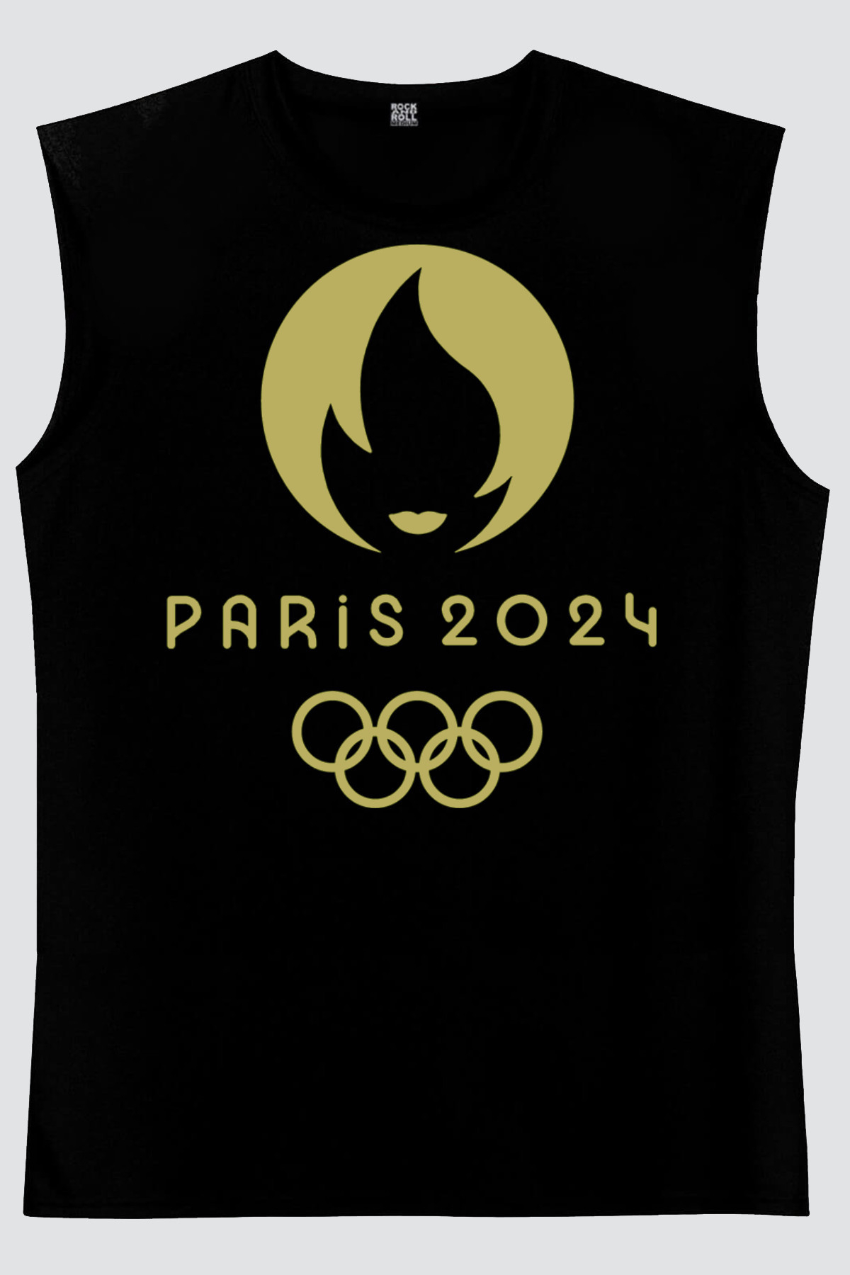 Paris Olimpiyatlar Siyah Kesik Kol | Kolsuz Baskılı Erkek T-shirt_Kopya(1)