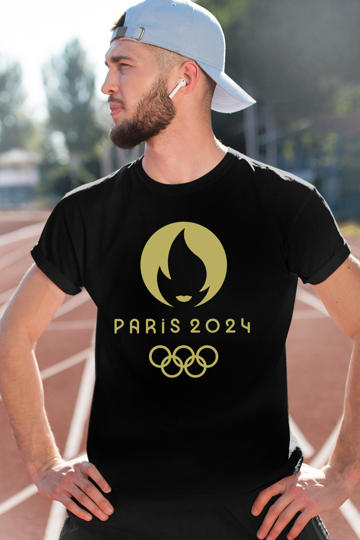 Paris Olimpiyatlar Siyah Kısa Kollu Erkek T-shirt