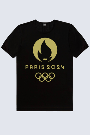 Paris Olimpiyatlar Siyah Kısa Kollu Erkek T-shirt - Thumbnail